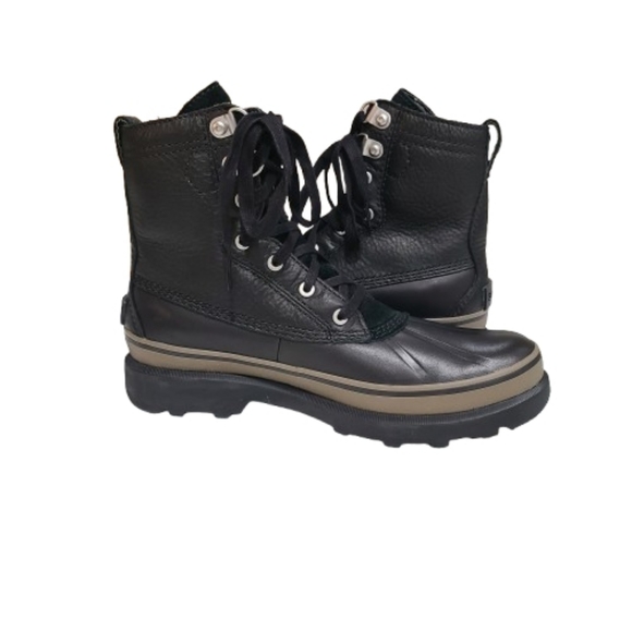 Sorel Men's Caribou Storm Boots Waterproof Black Brown Rain Snow Leather Laceup - Picture 8 of 14